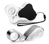 EEEKit Lentes de Aumento con Luz, Lupa LED 40X y Gafas 30X 60X 90X con Luz UV, 2PCS Lupa de Bolsillo para Trabajos de Joyería