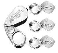 EEEKit Lupa con Luz, 4 Lupas de Metal con Aumentos 10X 20X 30X 40X de Bolsillo Plegable con Luz UV para Trabajo Preciso, Joyería y Evaluación de Joyas