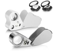 EEEKit Lupas 30X 40X 60X, 2PCS Lupa con Luz UV y LED, Plegable Lupa de Joyero para Lectura Soldadura Inspección Exploración