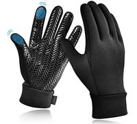 EEFOW Guantes de invierno para niños con pantalla táctil: forro polar térmico, guantes de ciclismo con protección contra el viento, antideslizantes, para niños y niñas de 4 a 12 años, color negro y