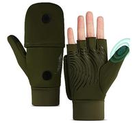 EEFOW Guantes de invierno sin dedos Guantes para hombres y mujeres: frío a prueba de viento cálido correr ciclismo ligero guantes pantalla táctil negro S M L, Verde, Small