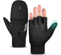 EEFOW Guantes y Mitones Térmicos de Invierno sin Dedos: Clima Frío, Cálido, Impermeable, Liviano, Pantalla Táctil, Correr, Ciclismo, Guantes Deportivos para Hombres y Mujeres, Negro M
