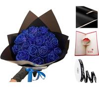 Eeiiey Ramo de rosas artificiales con brillantina (autoensamblaje), ramo de rosas artificiales brillantes eternas, regalos de amor para regalo del día de San Valentín, aniversario, compromiso (azul,