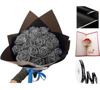 Eeiiey Ramo de rosas artificiales con purpurina (autoensamblaje), ramo de rosas artificiales brillantes eternas, regalos de amor para regalo del día de San Valentín, aniversario, compromiso (plata, 24