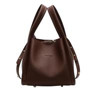EEJBYTDI Bolso tipo cubo para mujer, estilo vintage, de piel, tipo cubo, tipo tote, estilo vintage (Dark Brown)