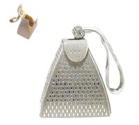 EEJBYTDI Bolsos de noche de lujo con forma de pirámide y diamantes de imitación, bolso de mano con forma de pirámide de cristal, bolsos de noche de lujo con diamantes de imitación (Silver)