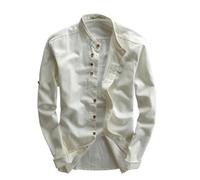 EEJBYTDI Soulona Camisa de Lino y Algodón Premium para Hombre, Estilo Katana Japonés, Corte Sastre, Manga Larga, Blanca, S-5XL