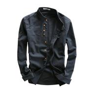 EEJBYTDI Soulona Camisa de Lino y Algodón Premium para Hombre, Estilo Katana Japonés, Corte Sastre, Manga Larga, Blanca, S-5XL