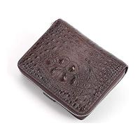 EEKUY Cartera corta de piel de cocodrilo con cremallera, tarjetero para hombre exitoso, con 1 bolsa con cremallera, 1 broca para billetes y 8 ranuras para tarjetas de 4.52 x 3.74 x 0.8 pulgadas