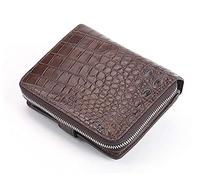 EEKUY Cartera corta de piel de cocodrilo con cremallera, tarjetero para hombre exitoso, con 1 bolsa con cremallera, 1 broca para billetes y 8 ranuras para tarjetas de 4.52 x 3.74 x 0.8 pulgadas