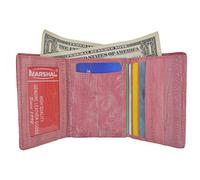 Eel Skin - Cartera triple para hombre con ventana de identificación, delgada y lisa - Rosado - Regular