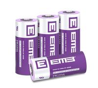 EEMB CR123A Pila de Litio, 3 V, blíster de 4 Unidades (123 / CR 123 / CR123 / CR123A / CR17345) diseñada para Dispositivos Electrónicos (4)