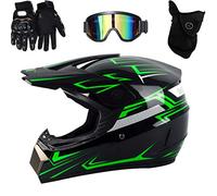 Eeneme Casco profesional de motocross, motocross, dirt bike, off, road, juego completo de casco para bicicleta de montaña, con guantes y protector facial
