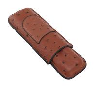 Eeneme Estuche para Puros Cuero de PU Marrón Estuche para Cigarros de 2 Dedos con Bolsillo Frontal Portátil para del Día del Padre