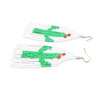Eeneme Pendientes de Borla con Cuentas de Cactus, Estilo Bohemio, Hechos a Mano, Largos, con Cuentas, para Viajes, Camping