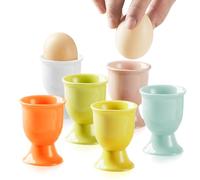 EEPLUYTY 6 Piezas de Hueveras para Desayuno, Hueveras de Cerámica, Hueveras de Cerámica Coloridas, Redondas con Base Juego de 6 Hueveras, 6 Colores para Mezclar y Combinar, Hueveras para Comer