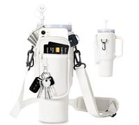 EEPLUYTY Bolsa para Stanley Cup De 1,2 l/40 Oz, Accesorios para Stanley Cup, Bolsa con Bolsillo para Teléfono, Llavero, Mosquetón y Correa De Hombro Ajustable (Modern, Blanco)
