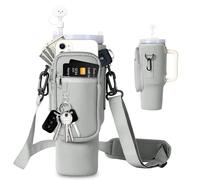 EEPLUYTY Bolsa para Stanley Cup De 1,2 l/40 Oz, Accesorios para Stanley Cup, Bolsa con Bolsillo para Teléfono, Llavero, Mosquetón y Correa De Hombro Ajustable (Modern, Gris Plateado)