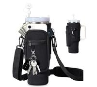 EEPLUYTY Bolsa para Stanley Cup De 1,2 l/40 Oz, Accesorios para Stanley Cup, Bolsa con Bolsillo para Teléfono, Llavero, Mosquetón y Correa De Hombro Ajustable (Modern, Negro)