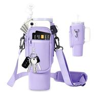 EEPLUYTY Bolsa para Stanley Cup De 1,2 l/40 Oz, Accesorios para Stanley Cup, Bolsa con Bolsillo para Teléfono, Llavero, Mosquetón y Correa De Hombro Ajustable (Modern, Morado)