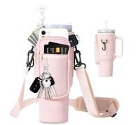 EEPLUYTY Bolsa para Stanley Cup De 1,2 l/40 Oz, Accesorios para Stanley Cup, Bolsa con Bolsillo para Teléfono, Llavero, Mosquetón y Correa De Hombro Ajustable (Modern, Rosa)
