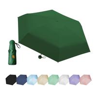 EEPLUYTY Paraguas De Viaje Portátil 6 Varillas, Paraguas De Seis Huesos, Mini Paraguas Con 1 Caja De Almacenamiento, Paraguas Plegable Manual Compacto, Conveniente y Portátil -Verde Oscuro