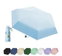 EEPLUYTY Paraguas De Viaje Portátil 6 Varillas, Paraguas De Seis Huesos, Mini Paraguas Con 1 Caja De Almacenamiento, Paraguas Plegable Manual Compacto, Conveniente y Portátil -Azul Claro