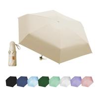 EEPLUYTY Paraguas De Viaje Portátil 6 Varillas, Paraguas De Seis Huesos, Mini Paraguas Con 1 Caja De Almacenamiento, Paraguas Plegable Manual Compacto, Conveniente y Portátil -Color Arena Cálido