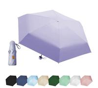 EEPLUYTY Paraguas De Viaje Portátil 6 Varillas, Paraguas De Seis Huesos, Mini Paraguas Con 1 Caja De Almacenamiento, Paraguas Plegable Manual Compacto, Conveniente y Portátil -Violeta Claro