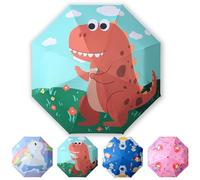 EEPLUYTY Paraguas Infantil Plegable con Reflector, Resistente al Viento y a la Lluvia para Niños y Niñas (Pequeño dinosaurio, M)