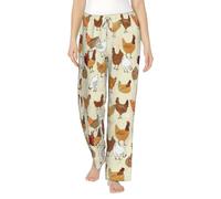 eeprty A Brood Of Chickens - Pantalones de pijama de franela ultra suaves para mujer, pantalones de dormir estampados ligeros con bolsillos y cordón, Negro, L