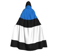 eeprty Bata de la bandera de Estonia para la feria renacentista, capa larga con capucha para adultos, disfraz medieval de cosplay