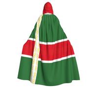 eeprty Bata de la bandera de la República de Chechenia, capa larga con capucha para adultos, disfraz medieval de cosplay