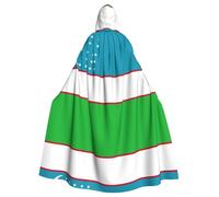eeprty Bata de la bandera de la República de Uzbekistán, capa larga con capucha para adultos, disfraz medieval de cosplay