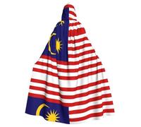 eeprty Bata de la bandera de Malasia, capa larga con capucha para adultos, disfraz medieval de cosplay