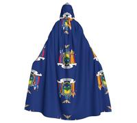 eeprty Bata de la bandera de Nueva York, capa larga con capucha para adultos, disfraz medieval de cosplay