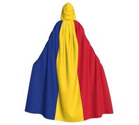 eeprty Bata de la bandera de Rumania para la feria renacentista, capa larga con capucha para adulto, disfraz medieval de cosplay