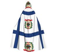 eeprty Bata de la bandera del estado de Virginia Occidental, capa larga con capucha para adultos, disfraz medieval de cosplay