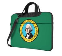 eeprty Bolsa para laptop con estampado de la bandera de Washington para portátil moderna y retro, para regalo de cumpleaños único, Black, 15.6 inch