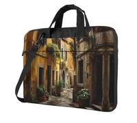 eeprty Bolsa para portátil con estampado de calle vieja italiana, moderna, retro, para ella, regalo de cumpleaños único, Black, 13 inch
