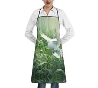 eeprty Delantales de chef con estampado de hierba y paloma para adultos, delantal de chef suave con bolsillo, ideal para cocina, cocina, barbacoa y horneado