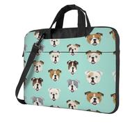 eeprty Divertida bolsa de ordenador portátil con estampado de bulldog inglés, elegante, moderno, retro, para ella, regalo de cumpleaños único, Black, 15.6 inch