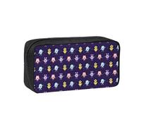 eeprty Estuche para bolígrafos con estampado de monstruos coloridos de dibujos animados, espaciosa bolsa con cremallera con asa para el arte diario de la escuela y la oficina