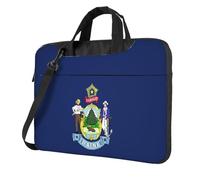 eeprty Maine State Flag Print - Bolsa para portátil con diseño de bandera del estado de Maine, moderna, retro, para regalo de cumpleaños único, Black, 15.6 inch