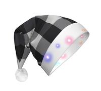 eeprty Sombrero de Navidad LED a cuadros blanco y negro para adultos, sombreros LED, para fiesta de carnaval de Navidad