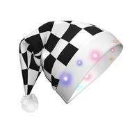 eeprty Sombrero de Navidad LED a cuadros blanco y negro para adultos, sombreros LED, para fiesta de carnaval de Navidad