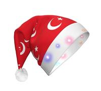 eeprty Sombrero LED de Navidad con bandera de Turquía, sombrero de Papá Noel LED para adultos, sombreros LED, para fiesta de carnaval de Navidad