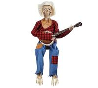 Eerie - Esqueleto animado de banjo coleccionable, divertido esqueleto de calavera de vaquero multilingüe, esqueleto animado divertido