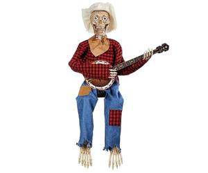Eerie - Esqueleto animado de banjo coleccionable, divertido esqueleto de calavera de vaquero multilingüe, esqueleto animado divertido