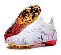 Eestfy Botas de Fútbol FG Hombre y Mujer Diseño de Caña Alta Tacos Antideslizantes Entrenamiento Profesional en Césped Firme Multicolor Tallas Completas Disponibles,Pink FG,42 EU